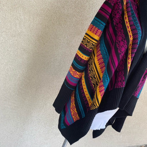 Boho Aztec Southwestern Open Cascading Cardigan - Picture 3 of 5